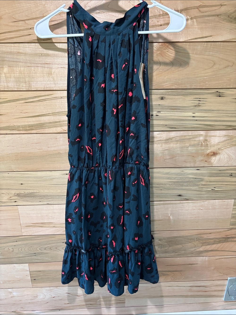 Black Sleeveless Mini Dress with Red Spot Print NWT